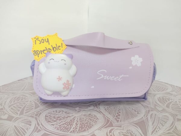 Estuche gatito squishy lila